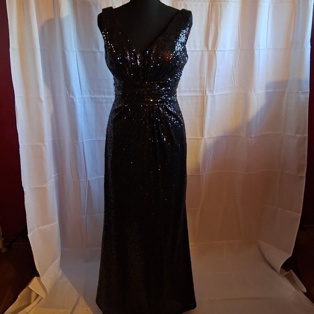 Christina Wu Collections Bridesmaid Gown Size 4 with Alterations Black Sequin